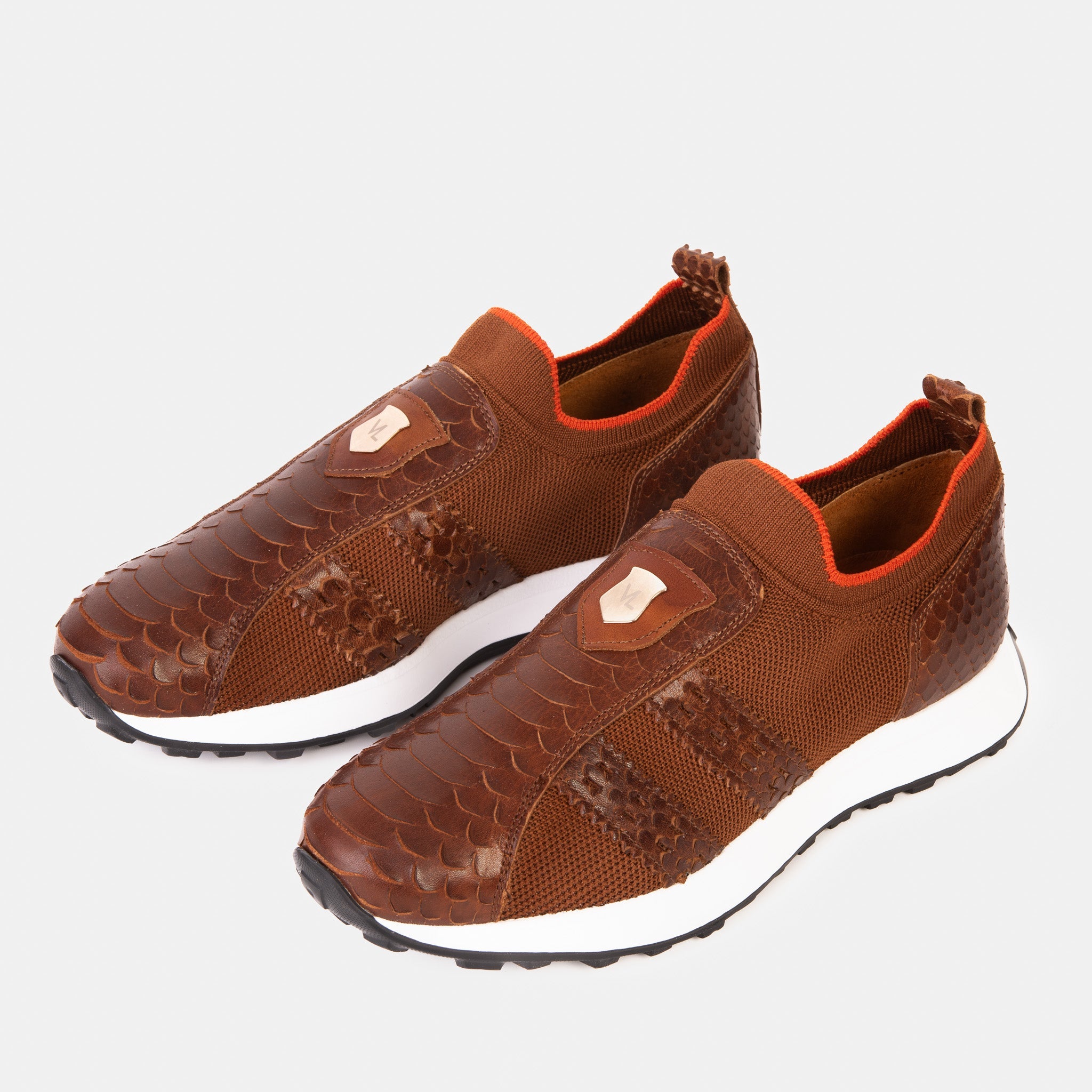 The Aslan Tan Knitted Leather Sneaker