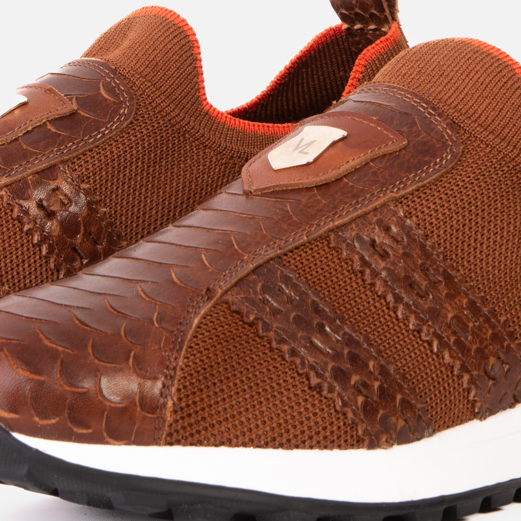The Aslan Tan Knitted Leather Sneaker