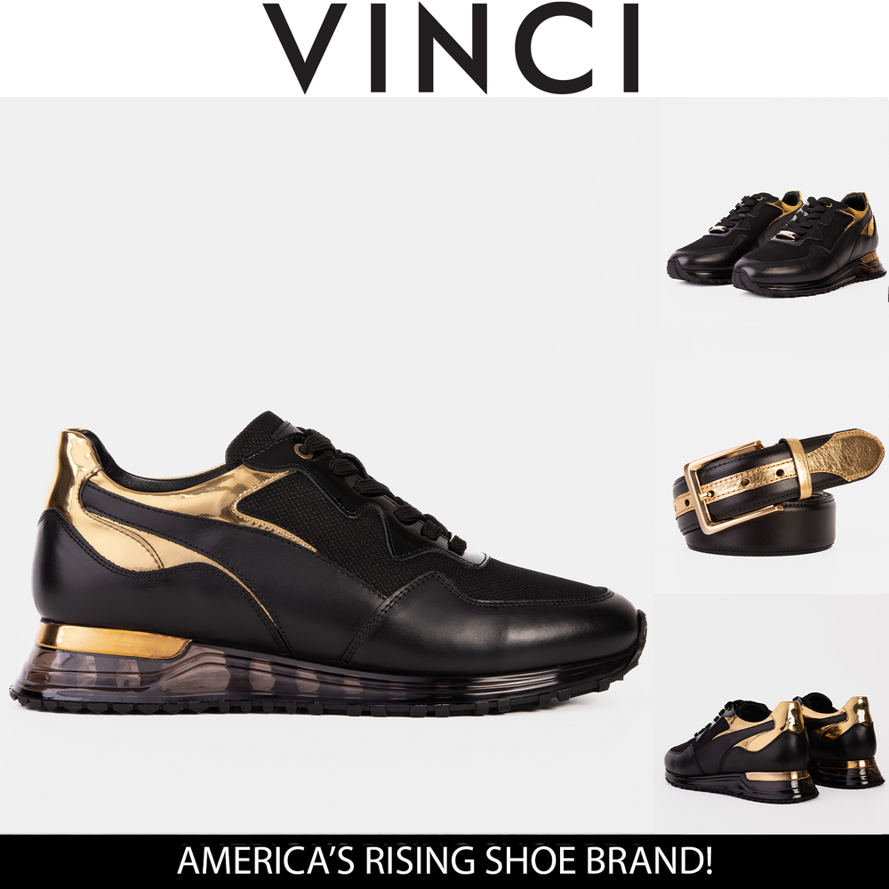 The Rialto Black Gold Leather Sneaker