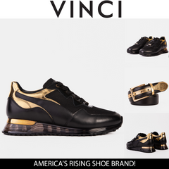 The Rialto Black Gold Leather Sneaker
