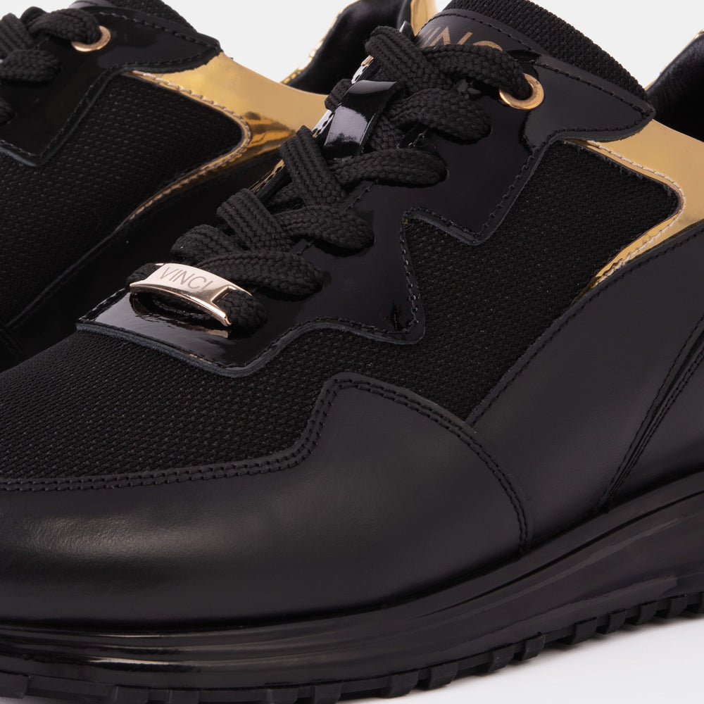The Rialto Black Gold Leather Sneaker