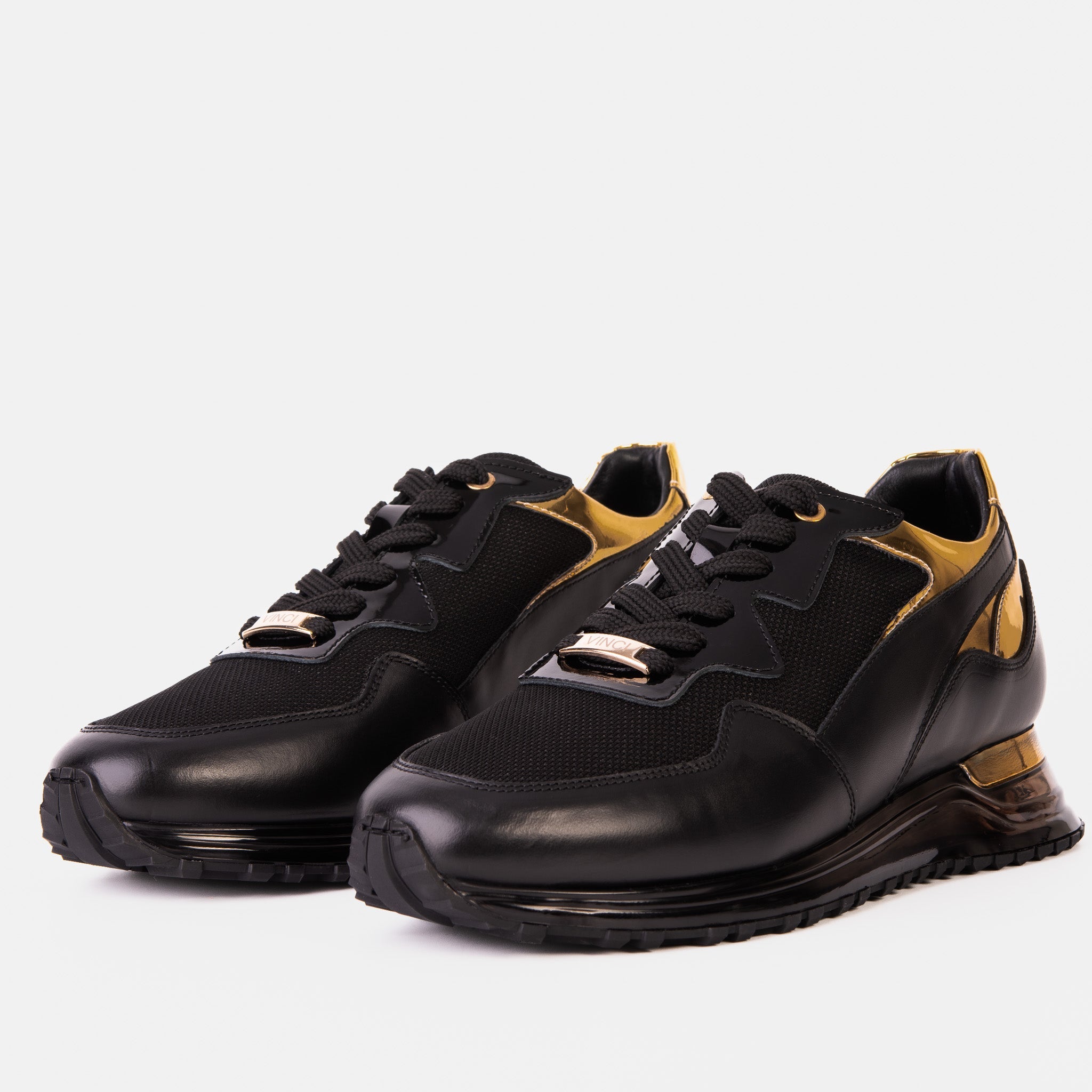 The Rialto Black Gold Leather Sneaker