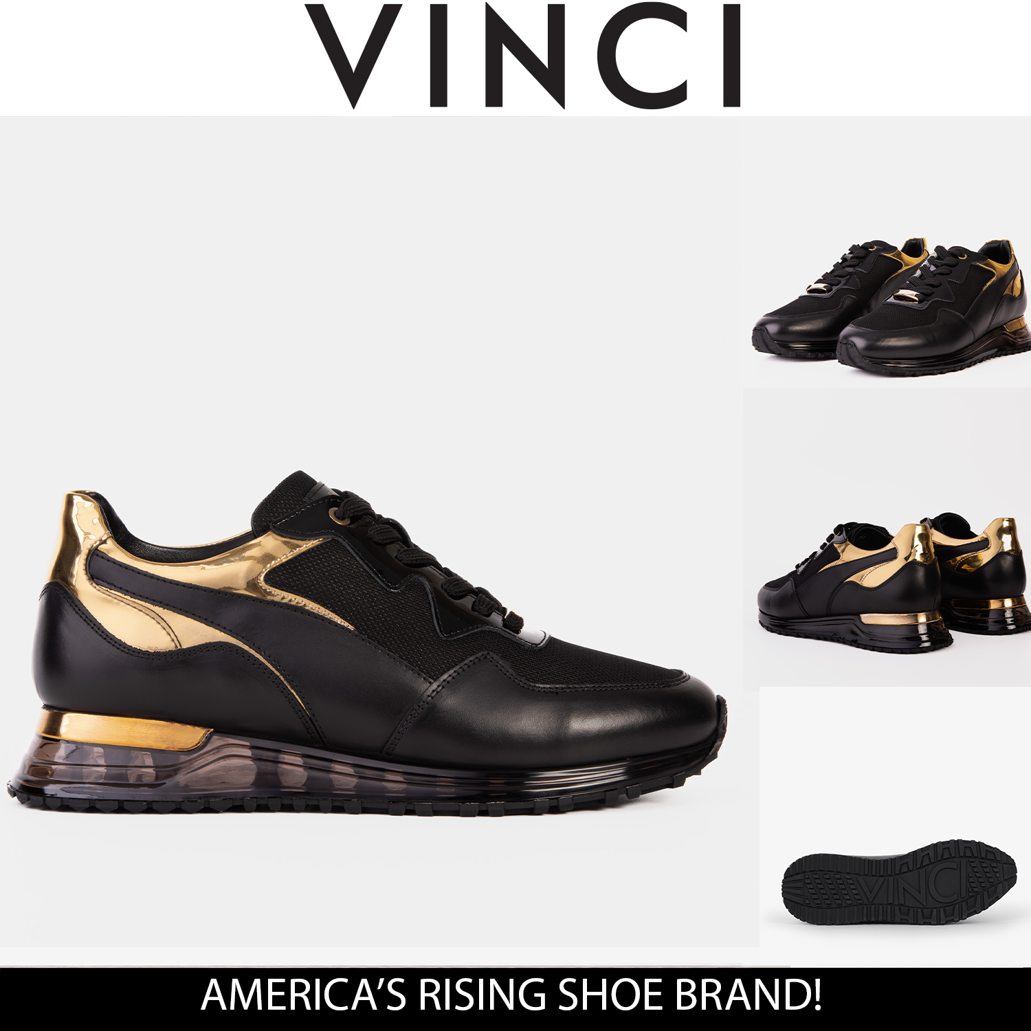 The Rialto Black Gold Leather Sneaker