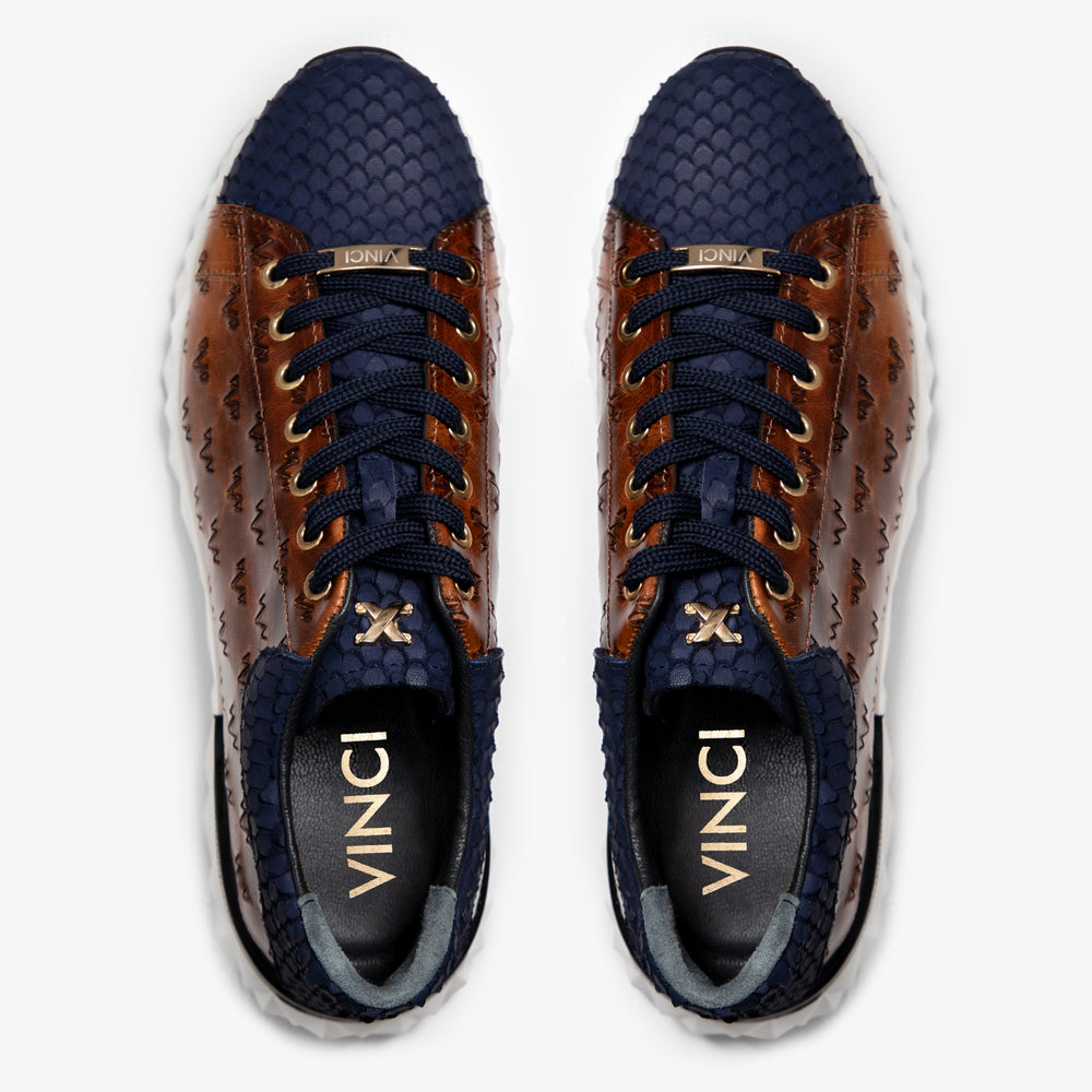 The Caesars Navy Tan Leather Sneaker