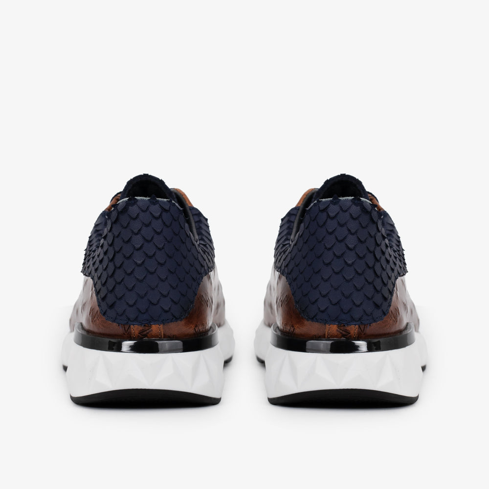 The Caesars Navy Tan Leather Sneaker
