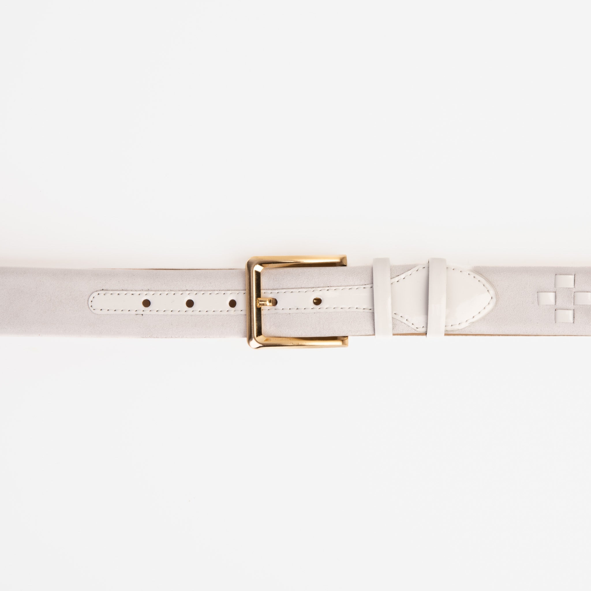 The Eugene White Gold Woven Leather Belt