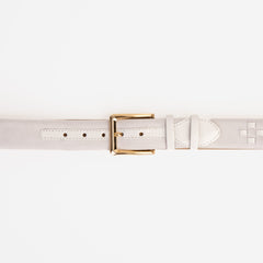 The Eugene White Gold Woven Leather Belt