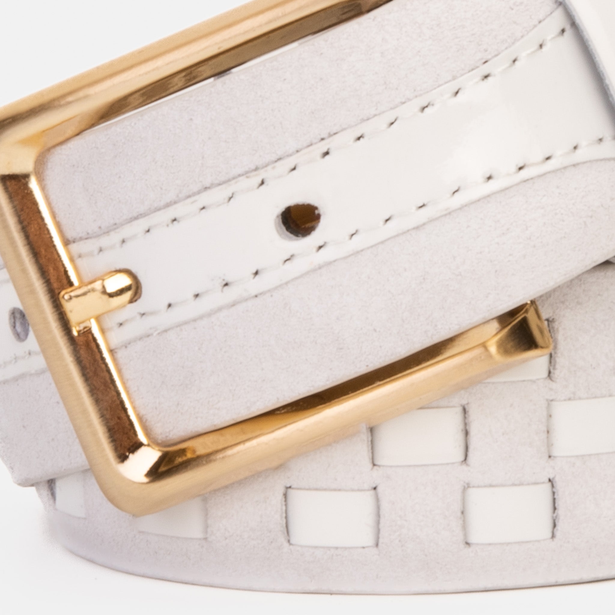 The Eugene White Gold Woven Leather Belt
