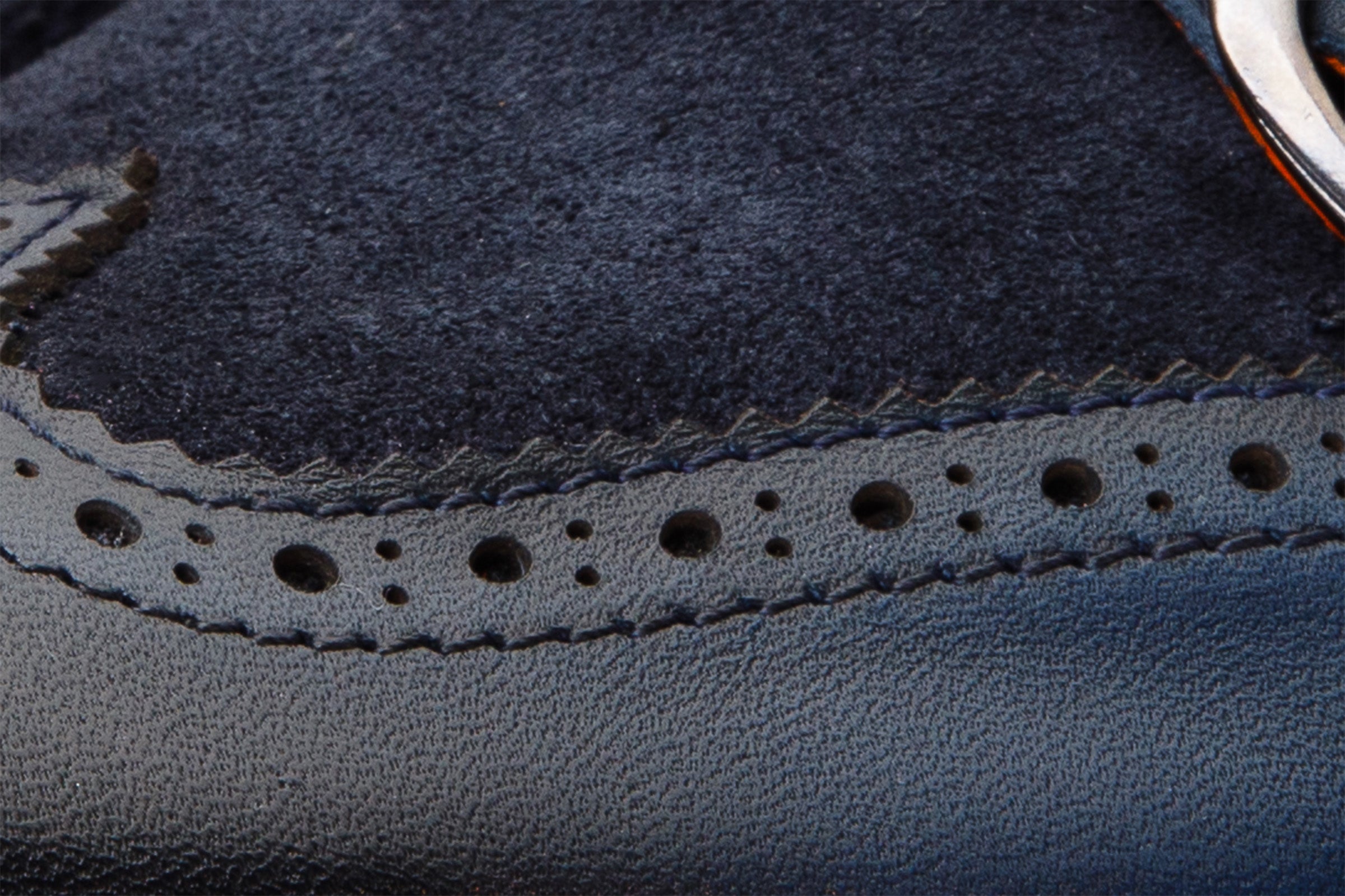 The Albus Navy Blue Leather Suede Double Strap Monk Brogue Boot