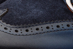 The Albus Navy Blue Leather Suede Double Strap Monk Brogue Boot