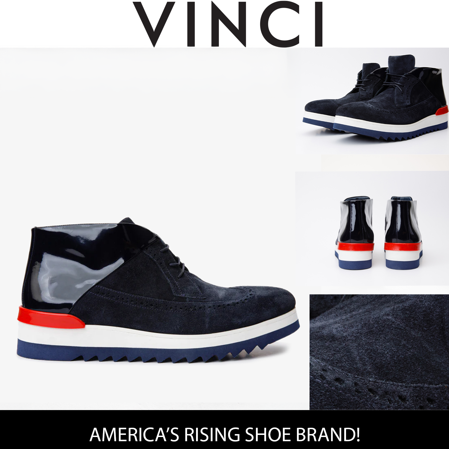 The Kagan Navy Blue Wingtip Chukka Sneaker Boot