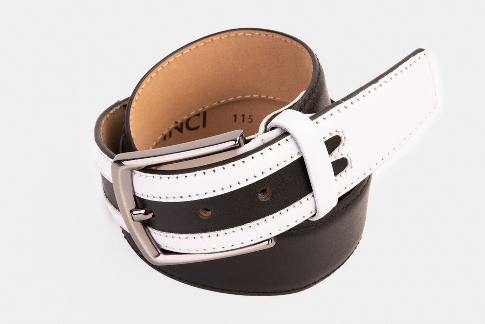 The Neiva Black\/White Leather Belt