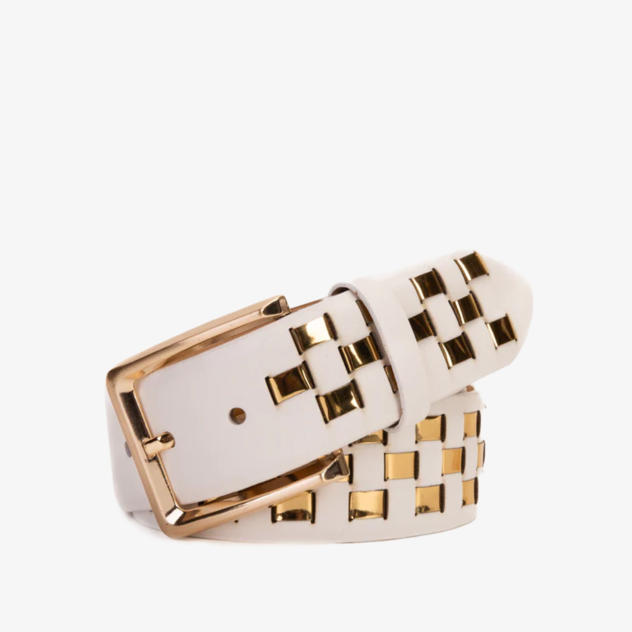 The Mackenzie White Gold Woven Leather Belt