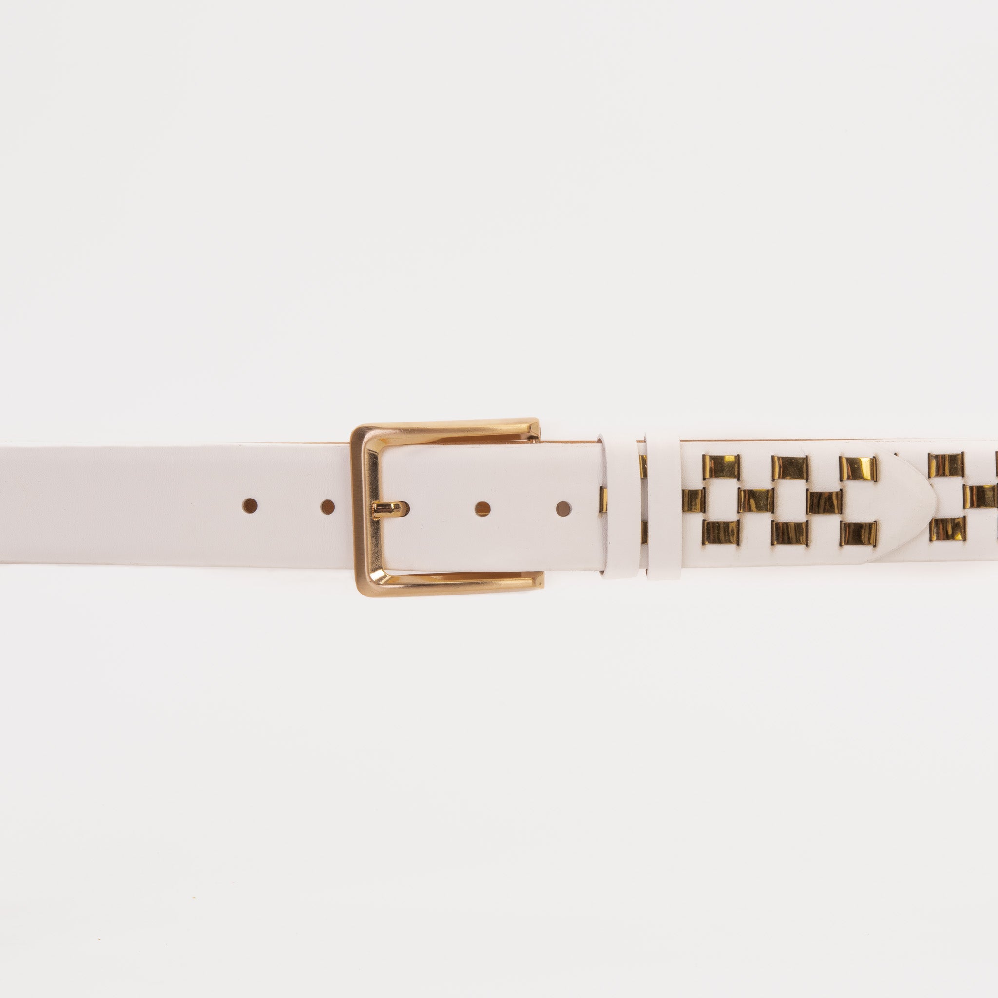 The Mackenzie White Gold Woven Leather Belt