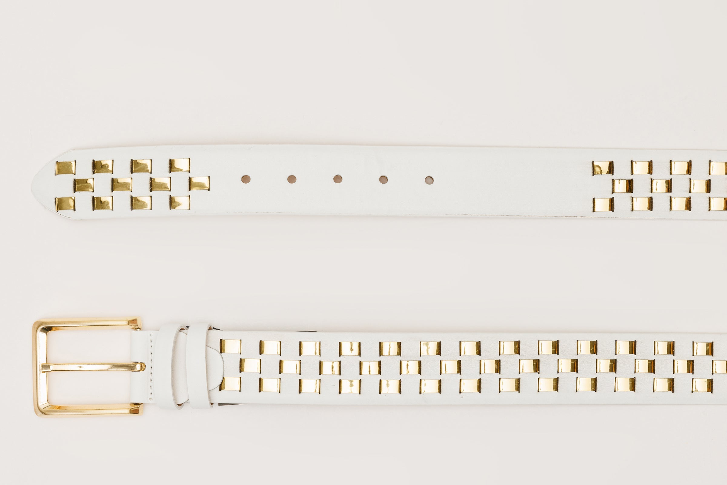 The Mackenzie White Gold Woven Leather Belt