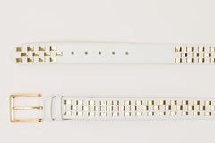 The Mackenzie White Gold Woven Leather Belt