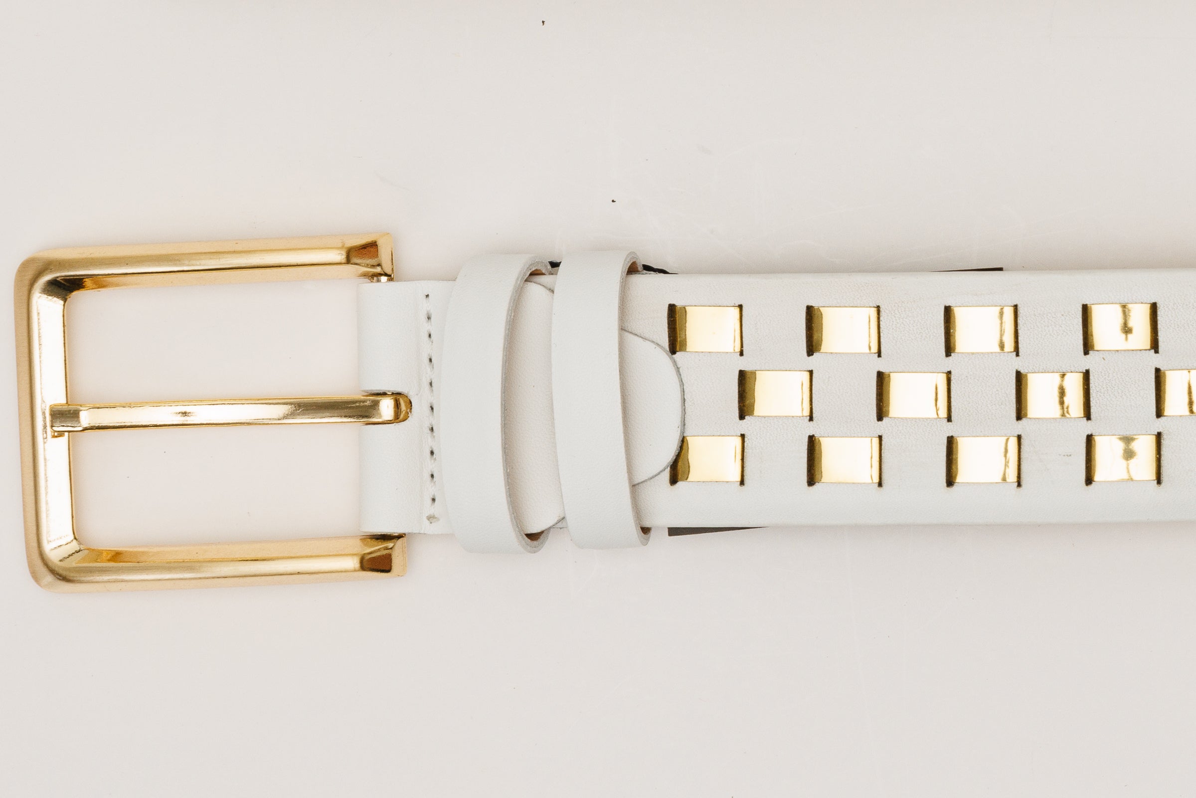The Mackenzie White Gold Woven Leather Belt