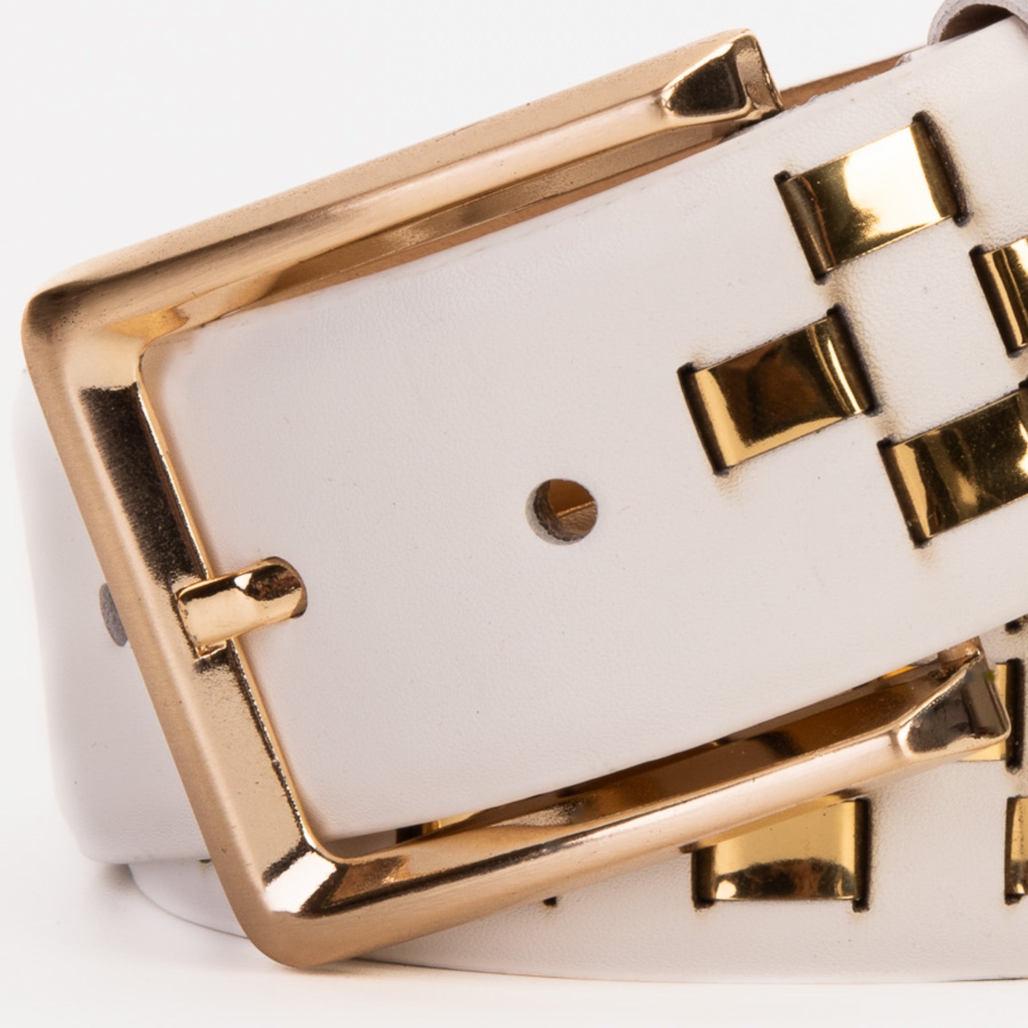 The Mackenzie White Gold Woven Leather Belt