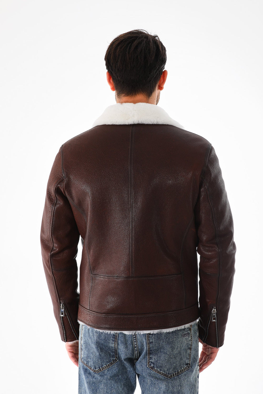 The Cortina Brown White Shearling Leather Jacket