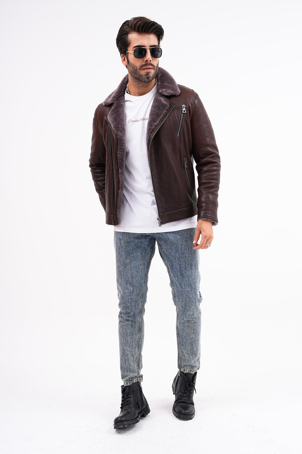 The Cortina Brown Shearling Leather Jacket