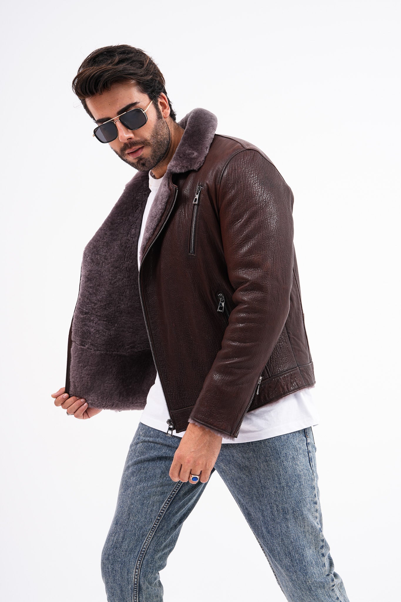 The Cortina Brown Shearling Leather Jacket