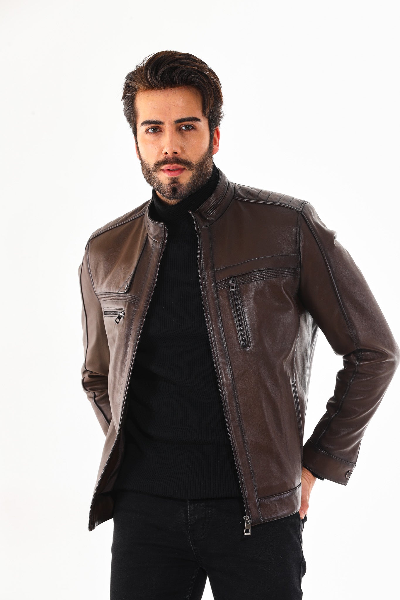 The Rossi Dark Brown Leather Jacket