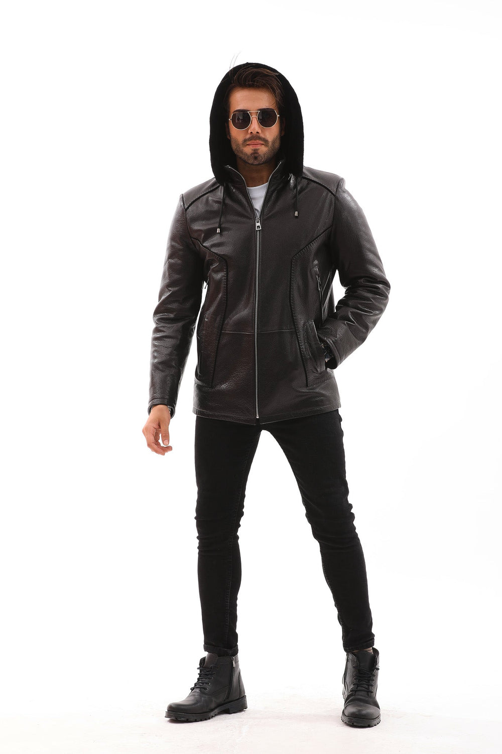 The Bergamo Black Shearling Leather Jacket