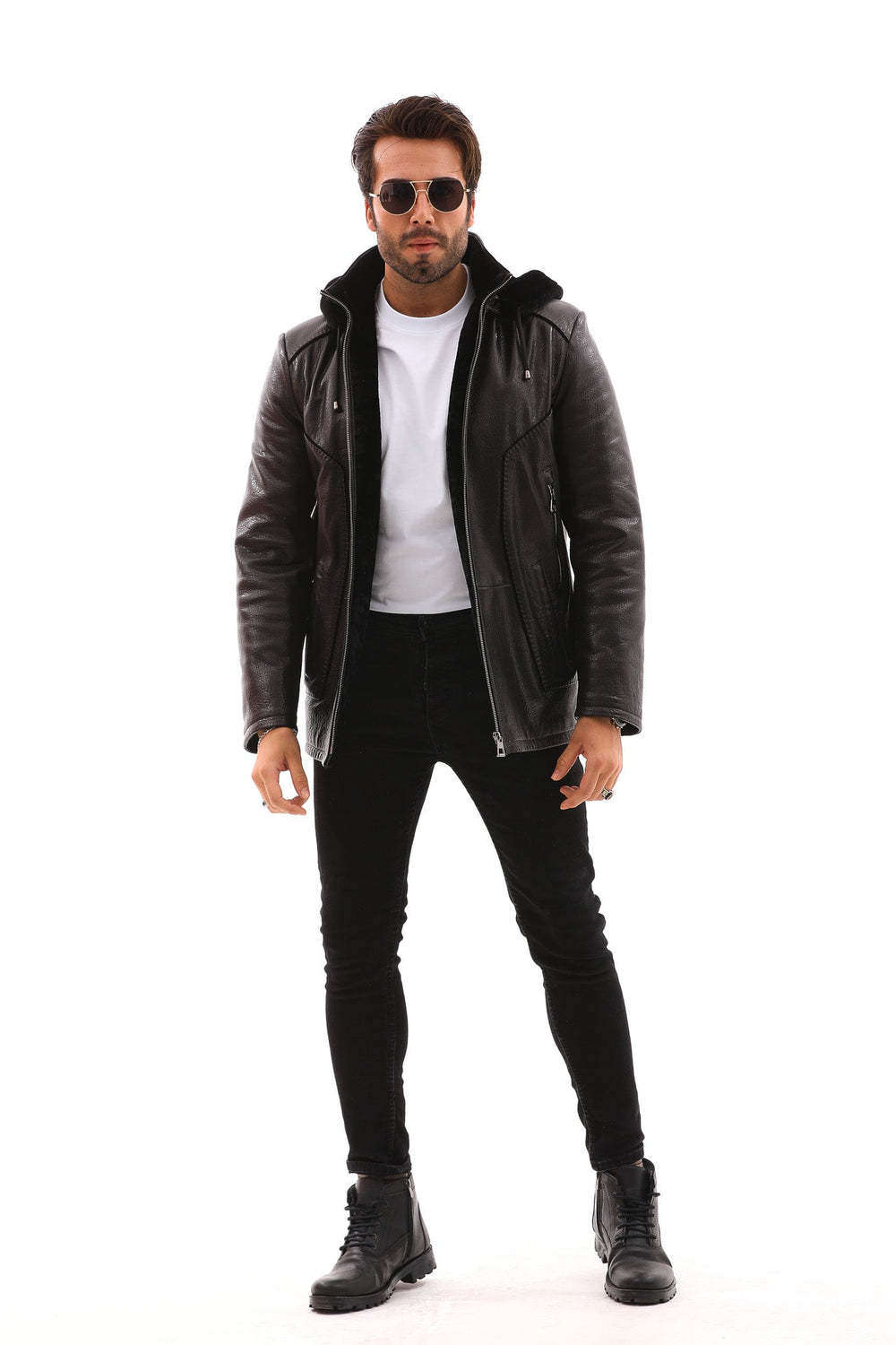 The Bergamo Black Shearling Leather Jacket