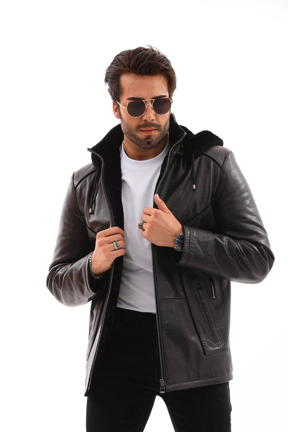 The Bergamo Black Shearling Leather Jacket