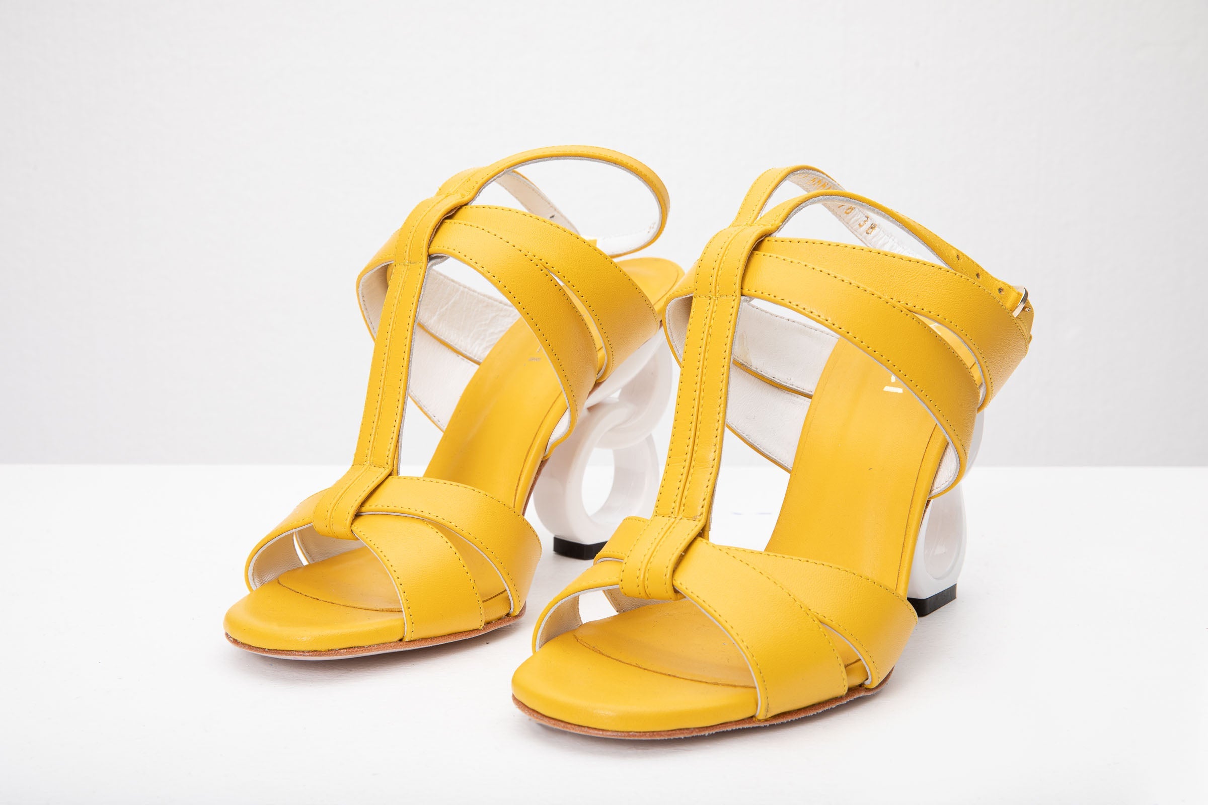 The Duffryn Yellow T-Strap Leather Sandal