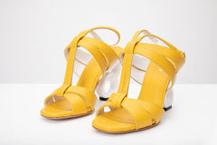 The Duffryn Yellow T-Strap Leather Sandal