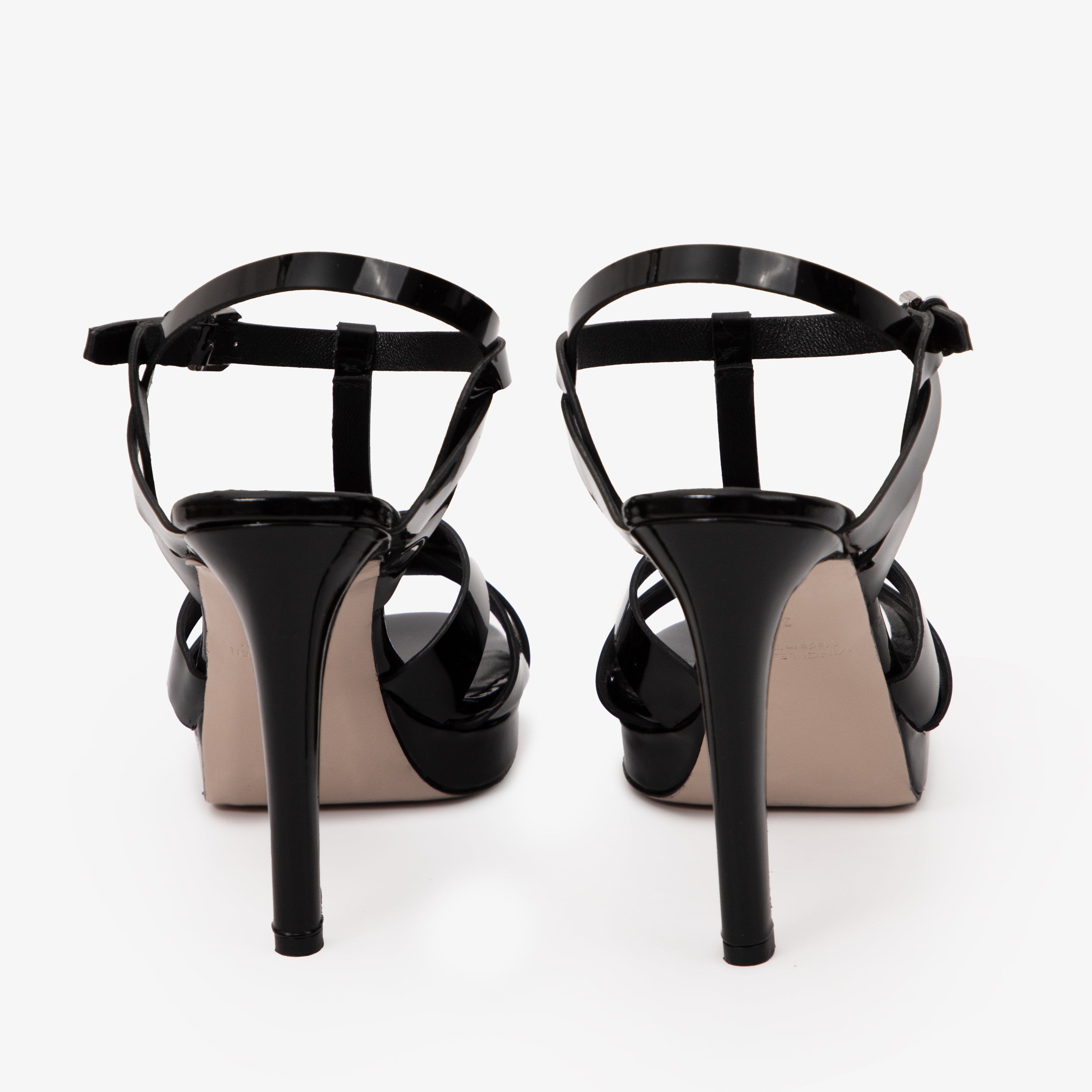 The Parisian Black Patent Leather T-Strap Platform Heel Sandal
