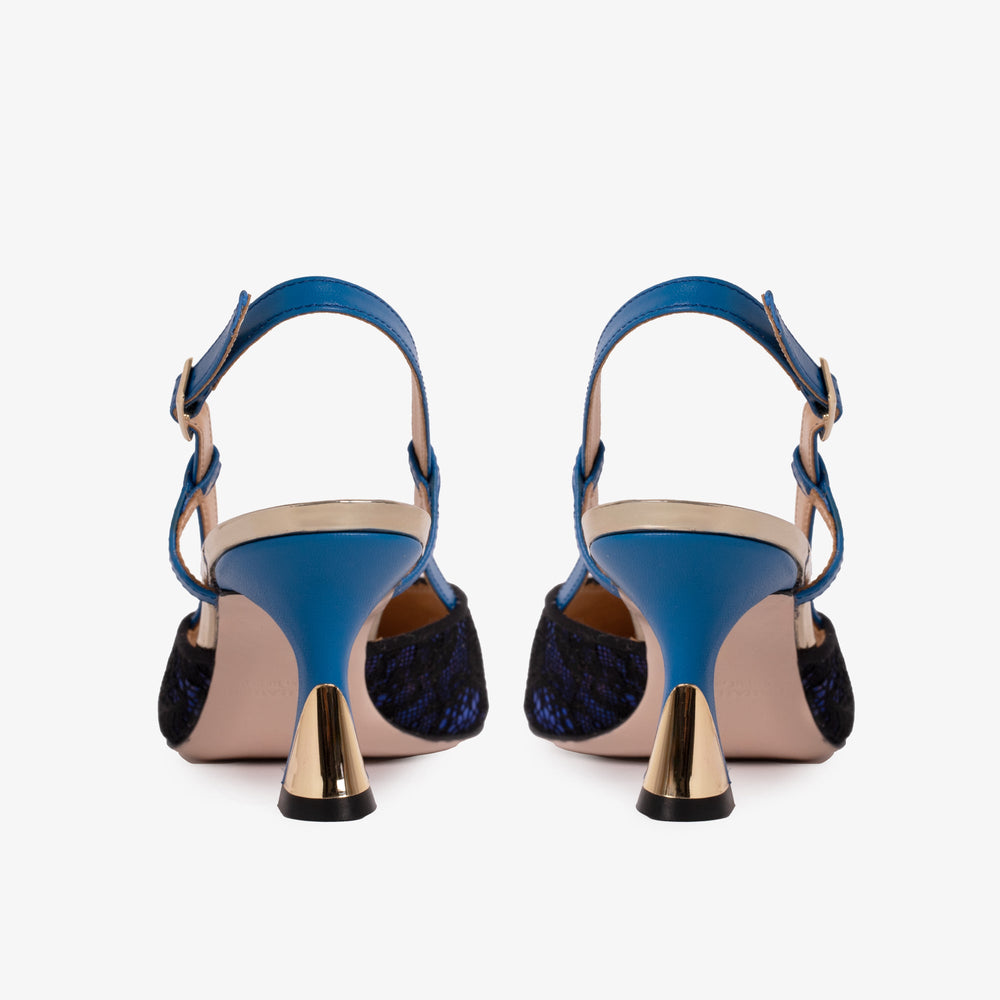 The Bali Sax Blue Leather Slingback Sandal
