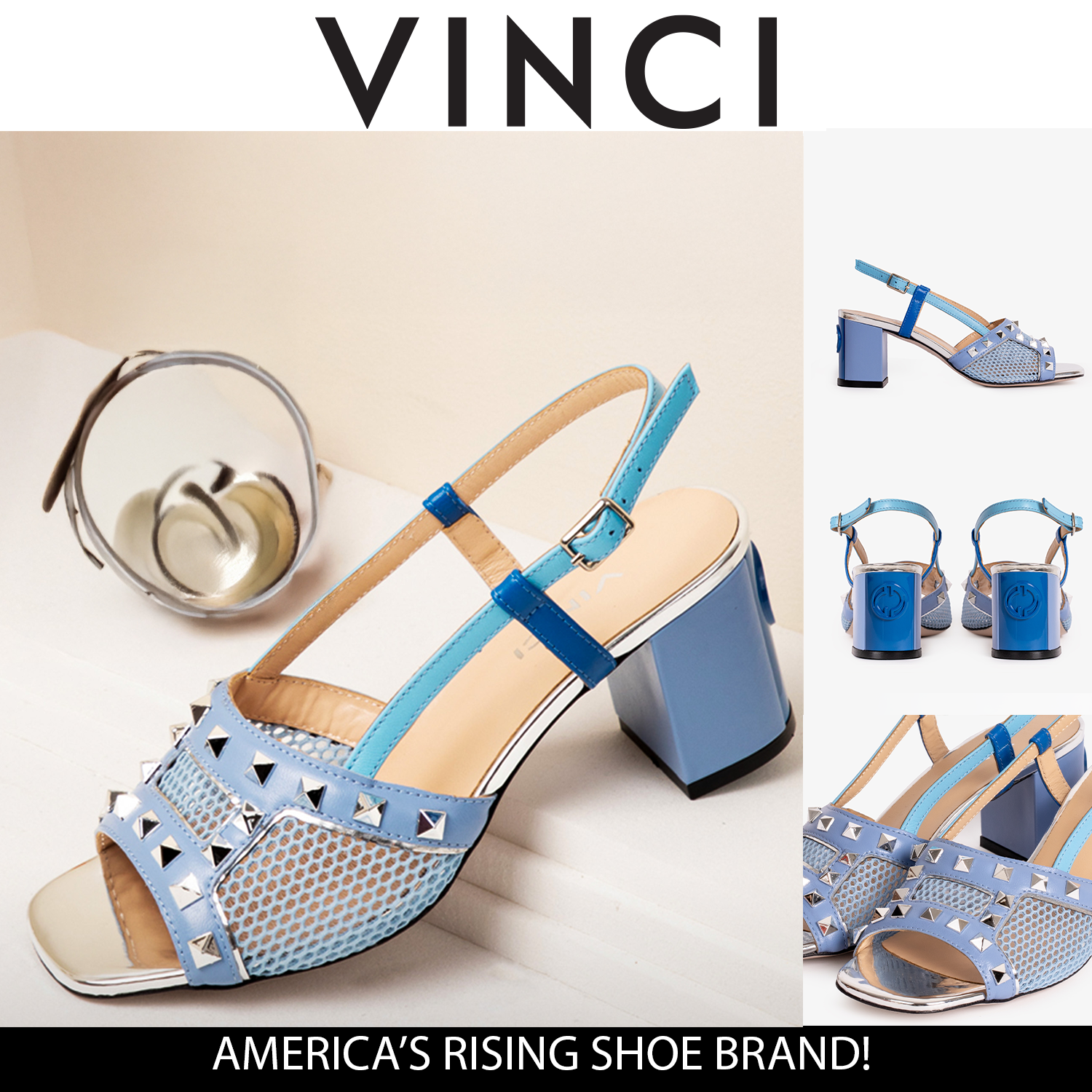 The Linea Blue Leather Slingback Sandal