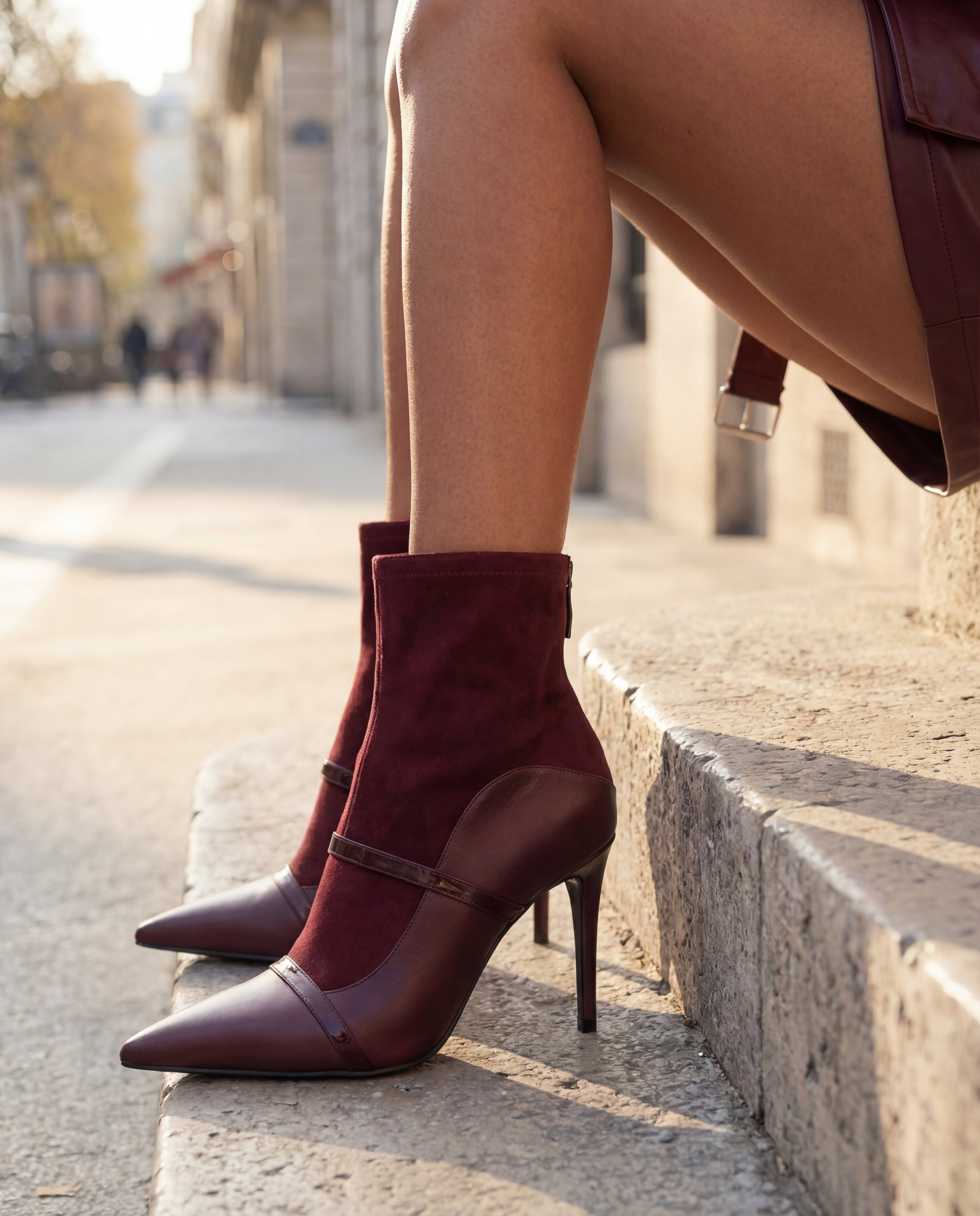 The Manila Burgundy Leather Ankle Boot