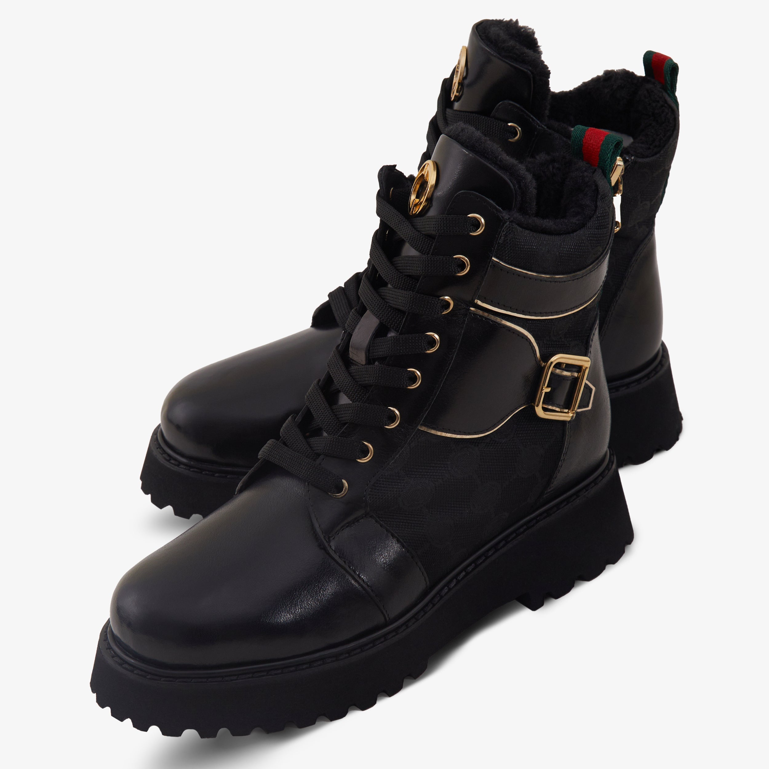 The Boston Black Leather Lace-Up Ankle Boot With a Side Zipper