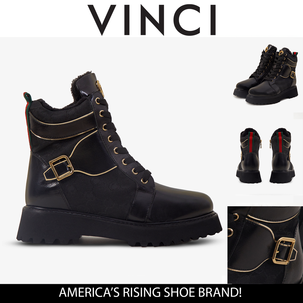 The Boston Black Leather Lace-Up Ankle Boot With a Side Zipper