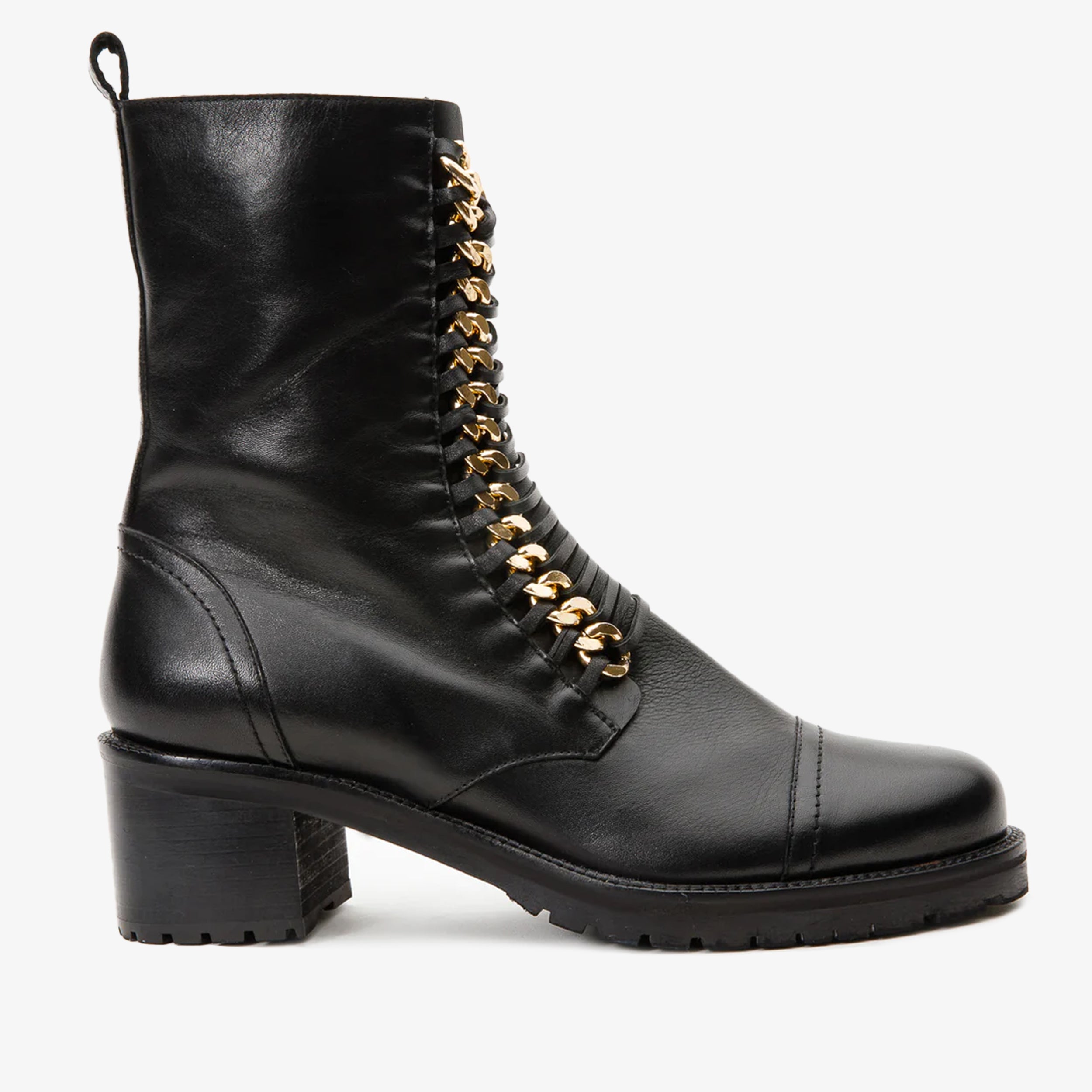The Tuna Black Leather Mid Calf Boot