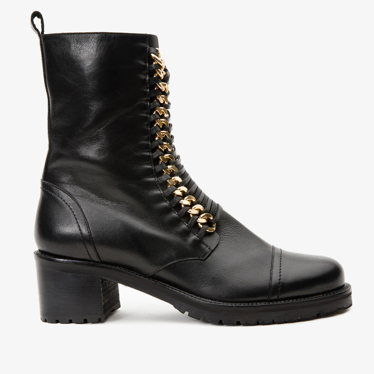 The Tuna Black Leather Mid Calf Boot