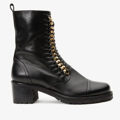 The Tuna Black Leather Mid Calf Boot