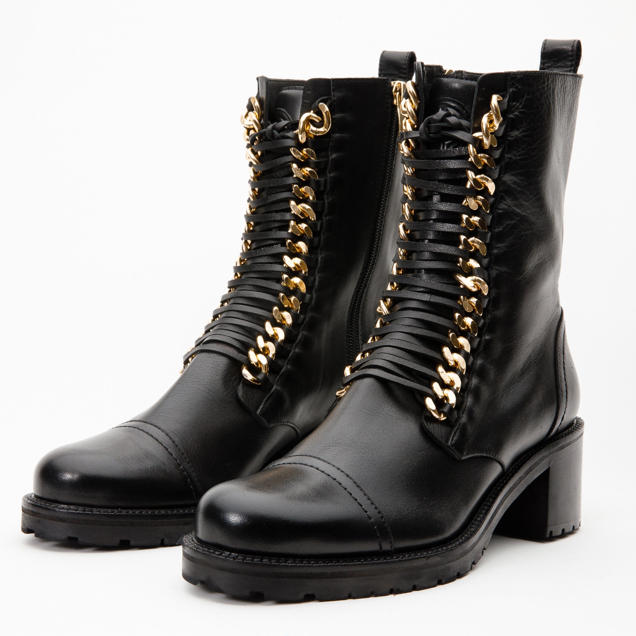 The Tuna Black Leather Mid Calf Boot
