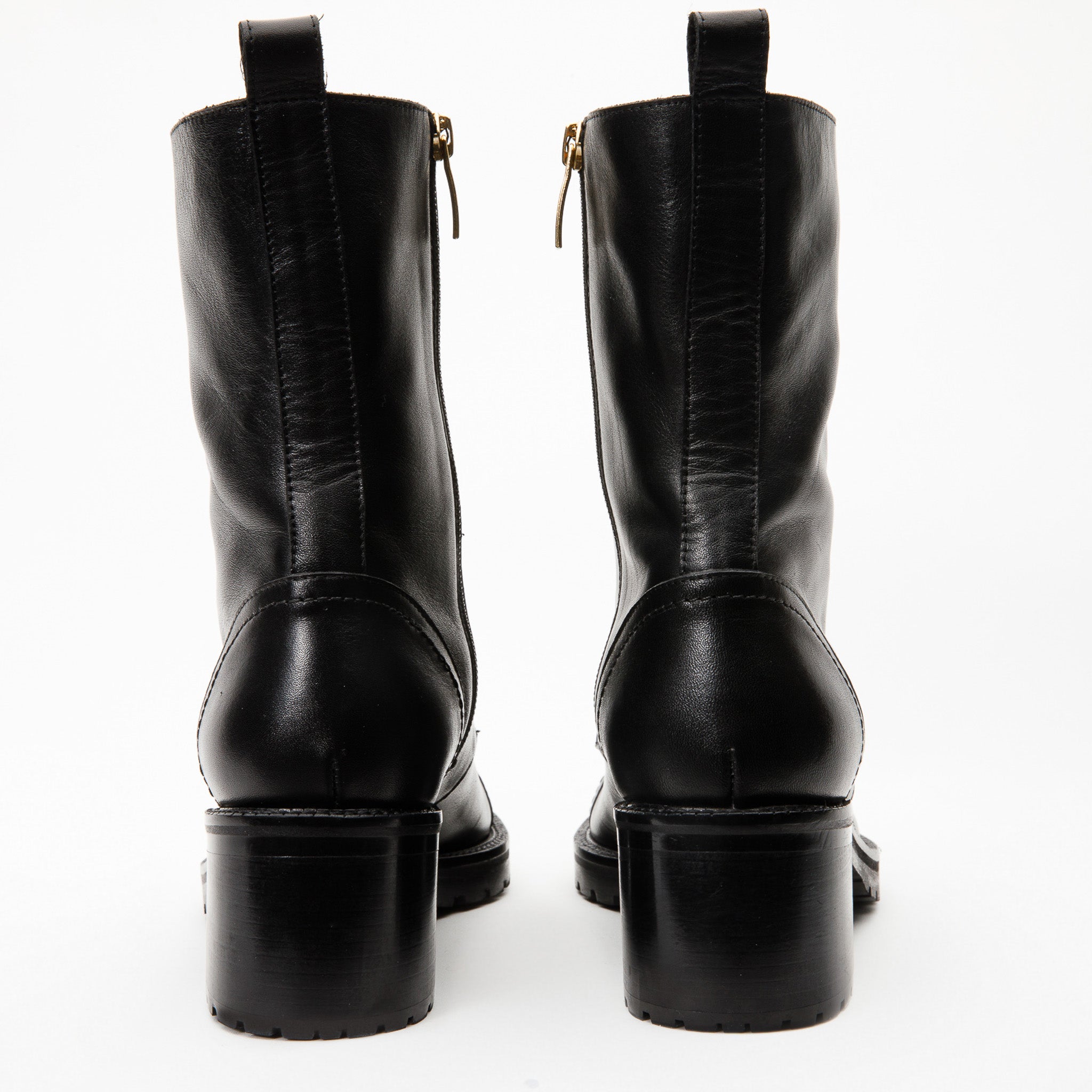 The Tuna Black Leather Mid Calf Boot
