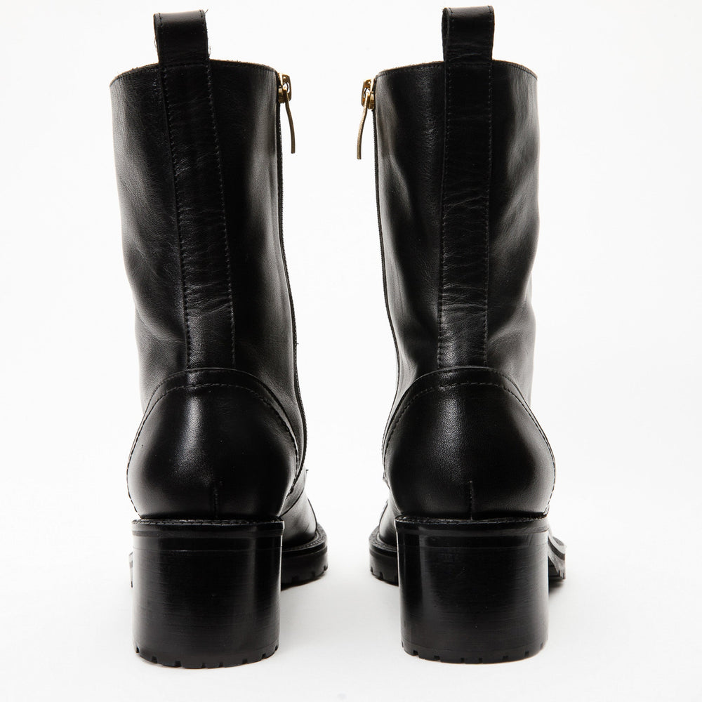 The Tuna Black Leather Mid Calf Boot