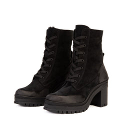 The Elera Black Leather Block Heel Boot