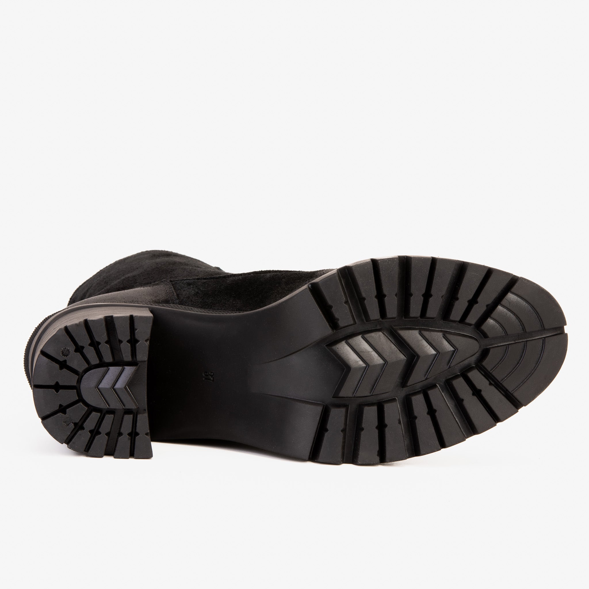 The Elera Black Leather Block Heel Boot