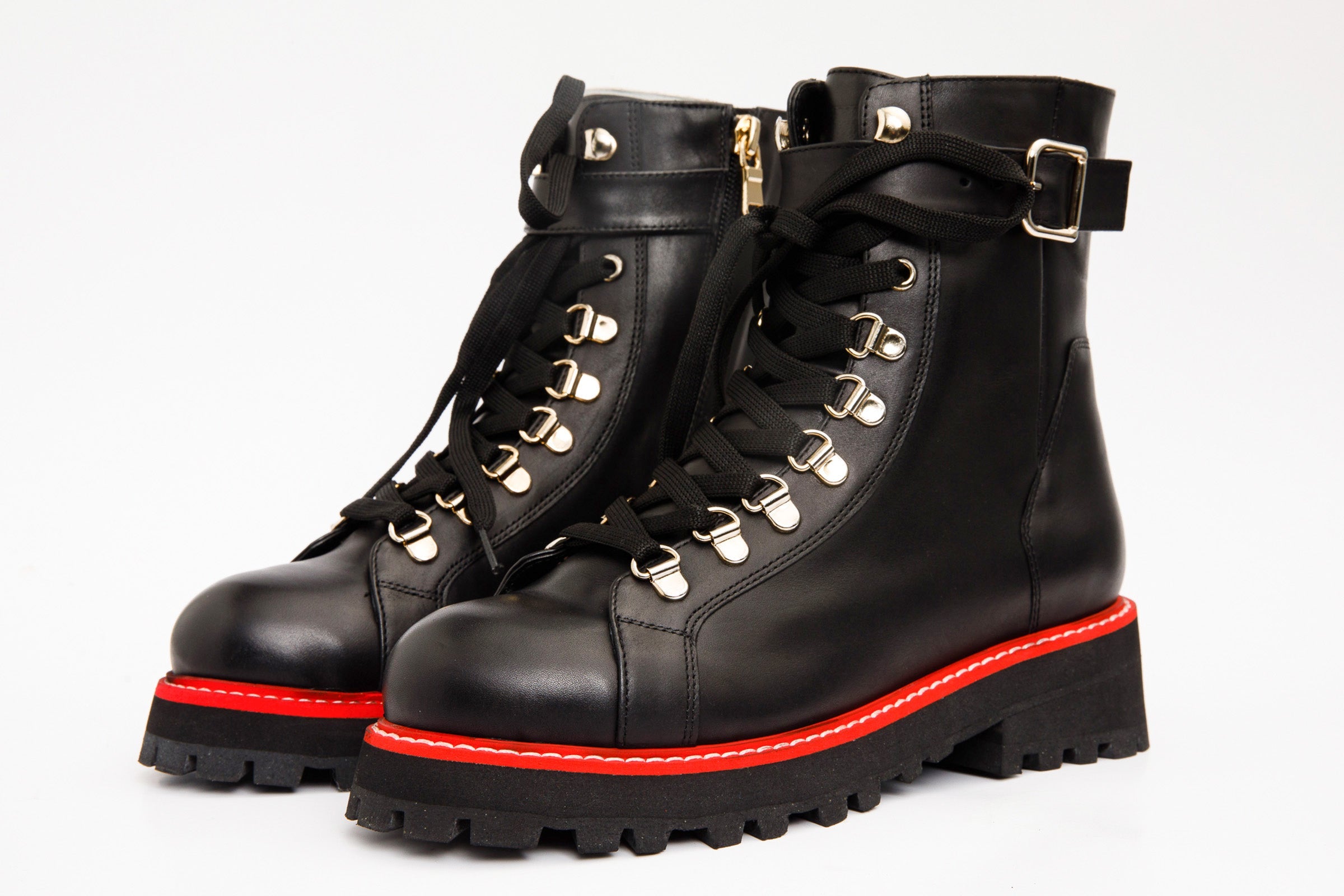 The Belgrano Black Leather Lace-Up Ankle Boot With a Side Zipper