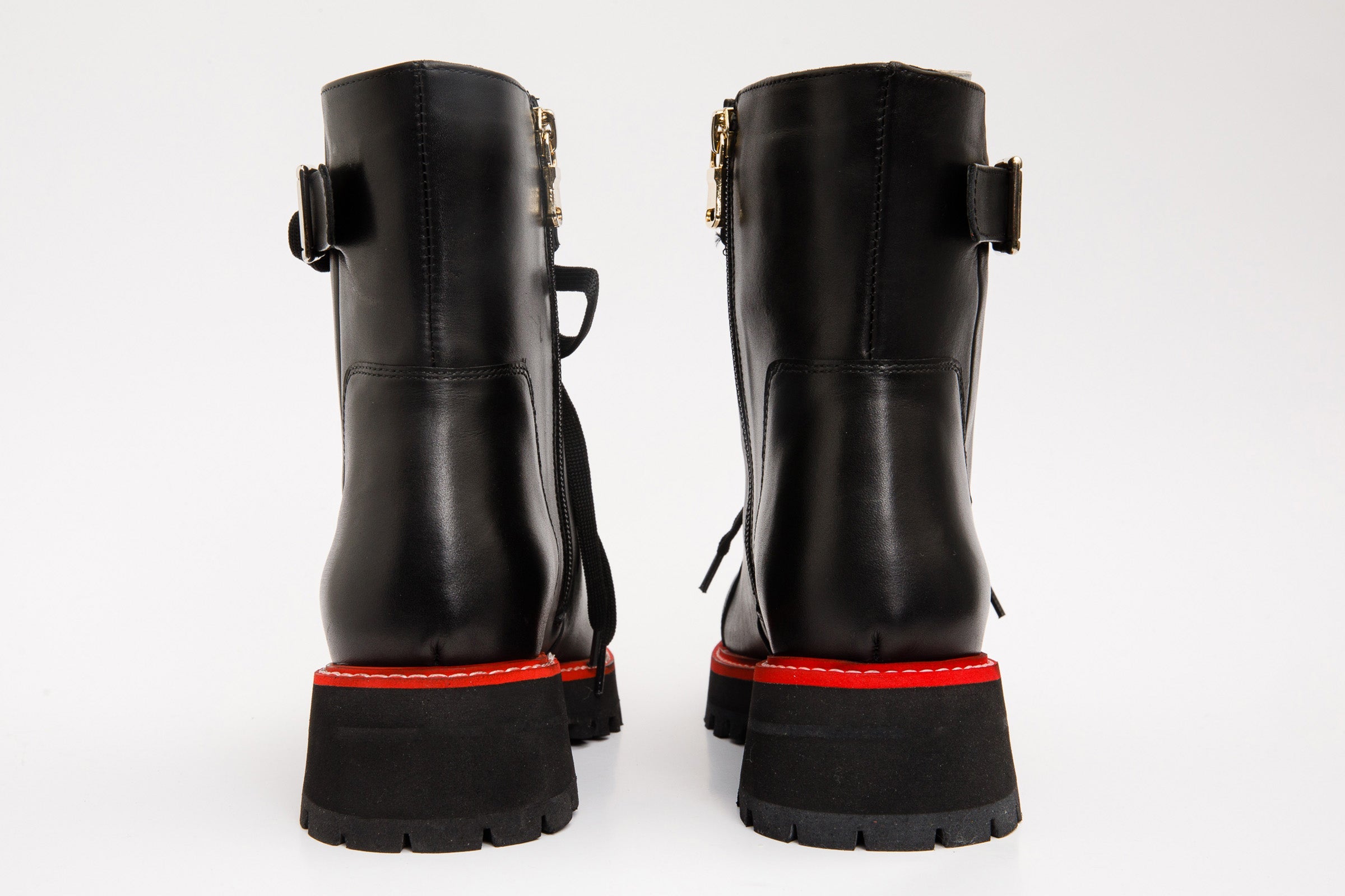 The Belgrano Black Leather Lace-Up Ankle Boot With a Side Zipper