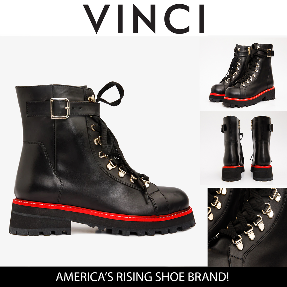 The Belgrano Black Leather Lace-Up Ankle Boot With a Side Zipper
