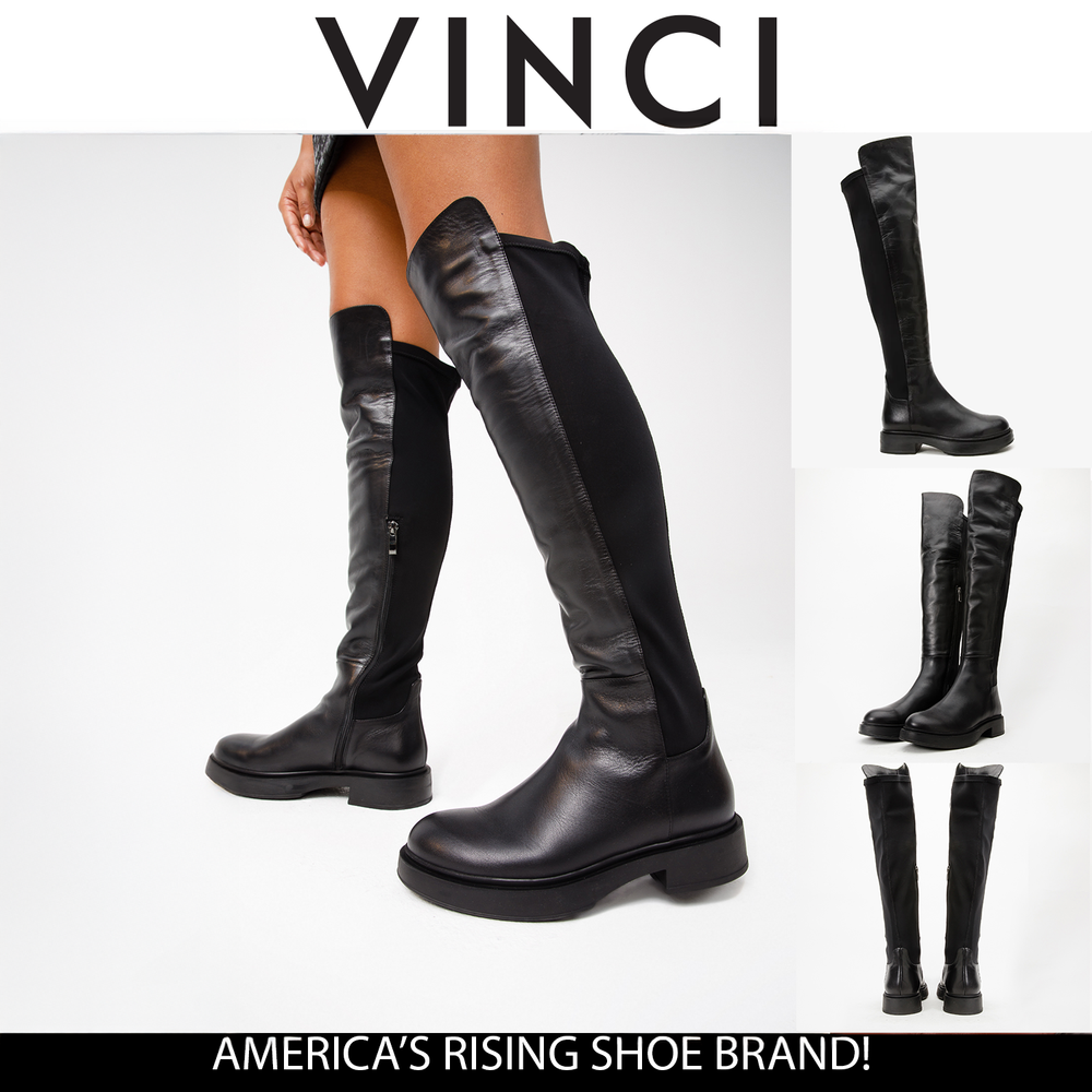 The Harmony Belle Black Leather Knee High Boot
