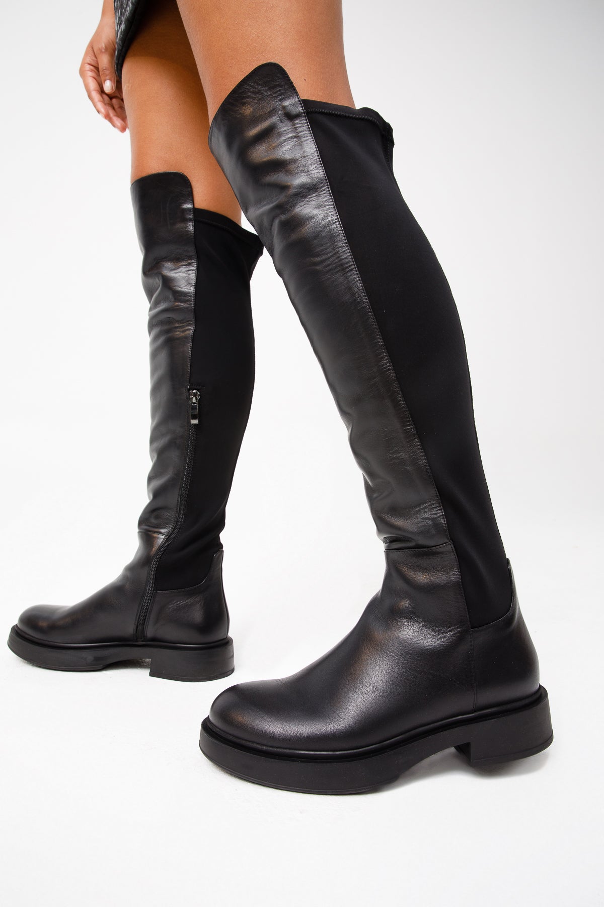 The Harmony Belle Black Leather Knee High Boot